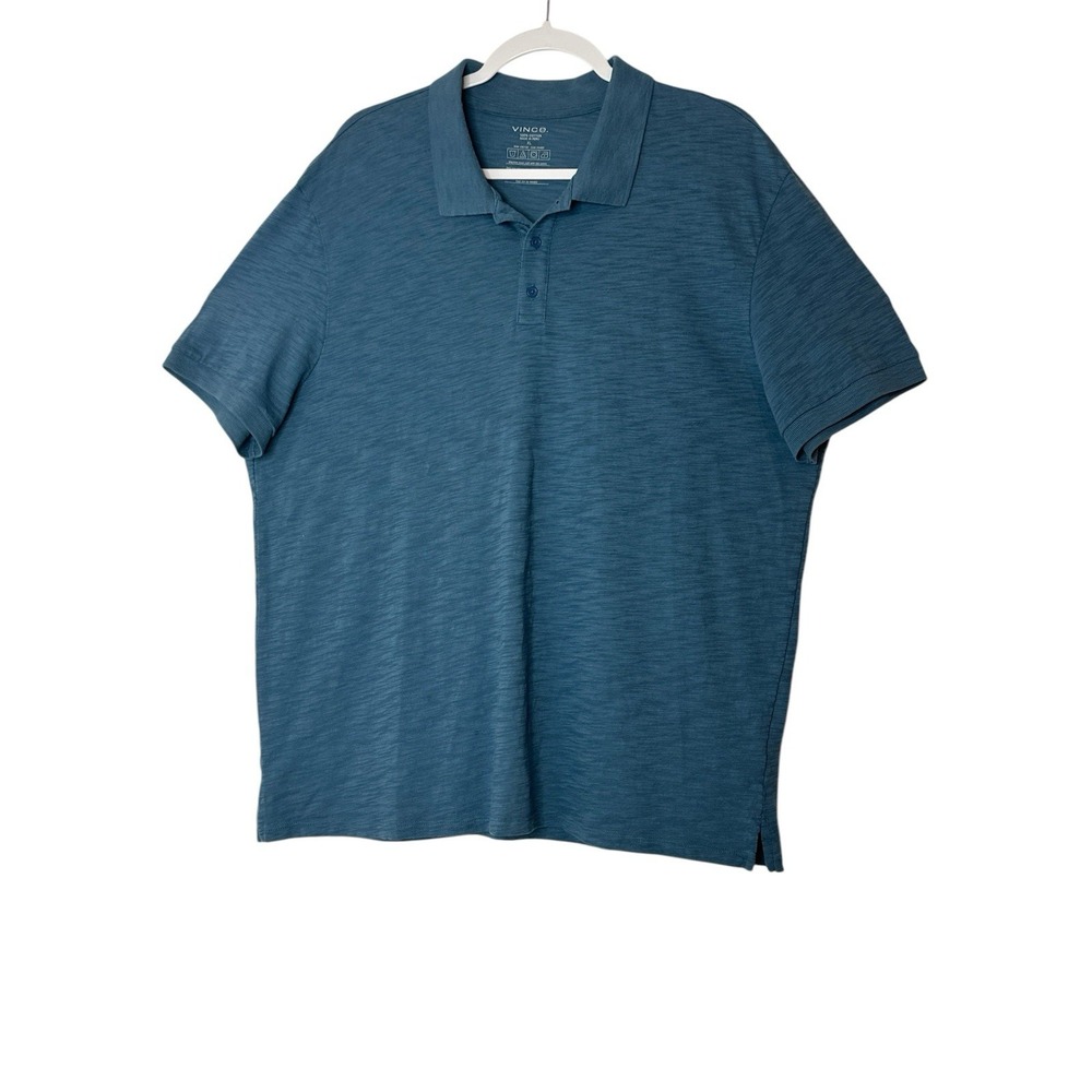 Vince‎ Polo Shirt Mens  Medium Blue Short Sleeve Collared Casual Cotton Summer